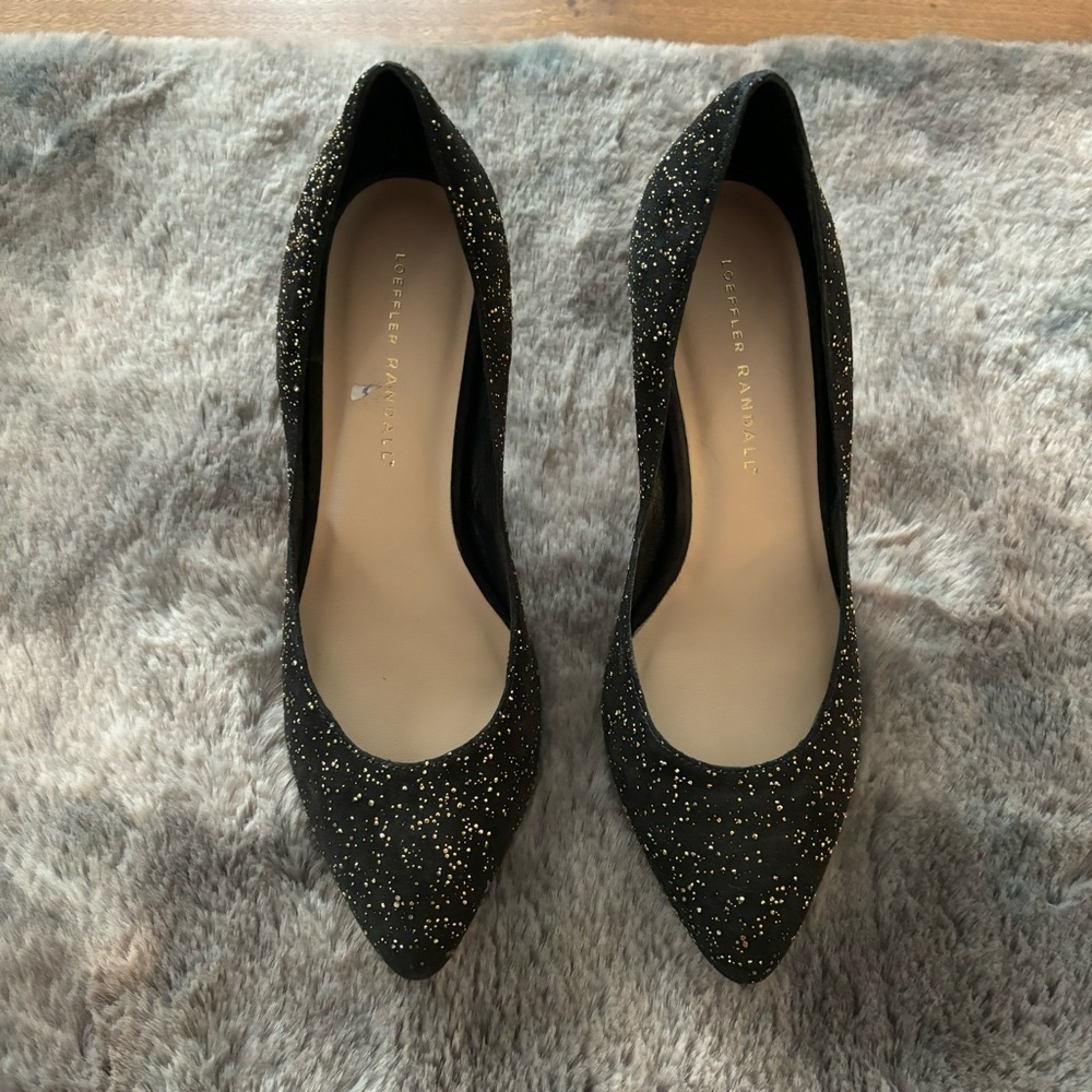Loeffler Randall Suede Pump Black Gold Size 8 Heels